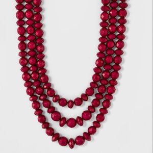 BaubleBar Faceted Multi-Strand Bead Necklace in Deep Berry Red